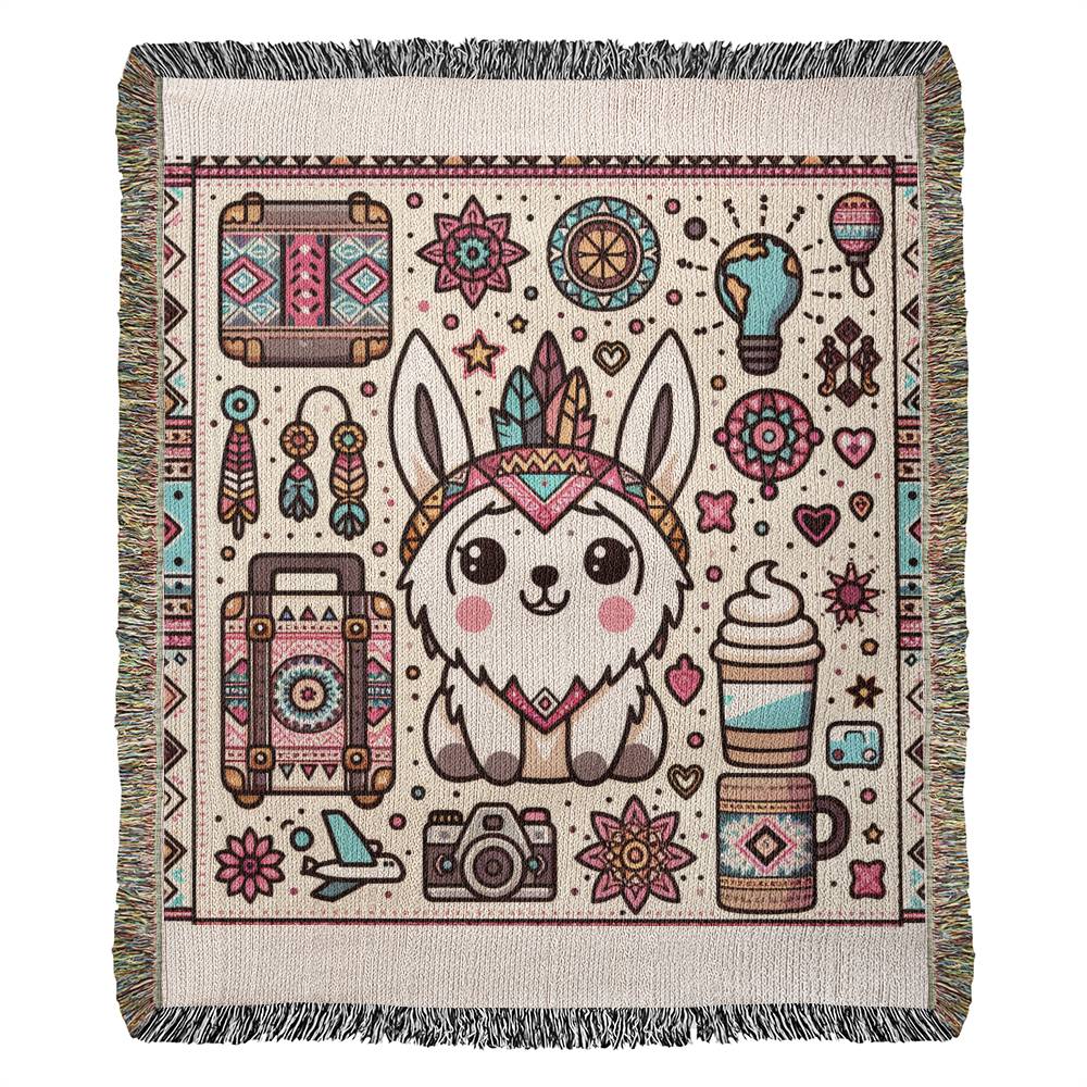 Boho Themed Camping Blanket Cute Pups