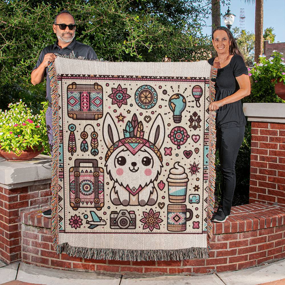 Boho Themed Camping Blanket Cute Pups