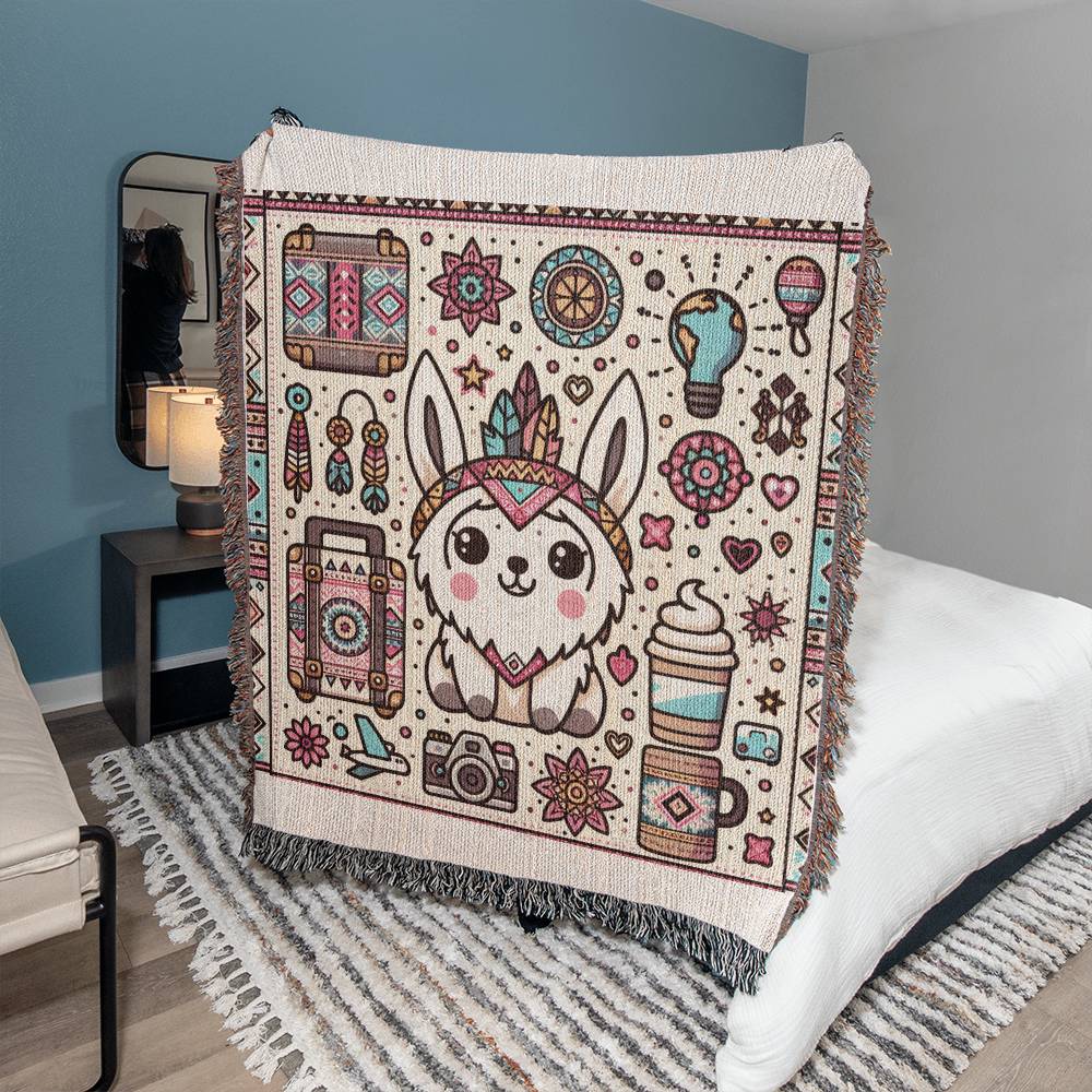 Boho Themed Camping Blanket Cute Pups